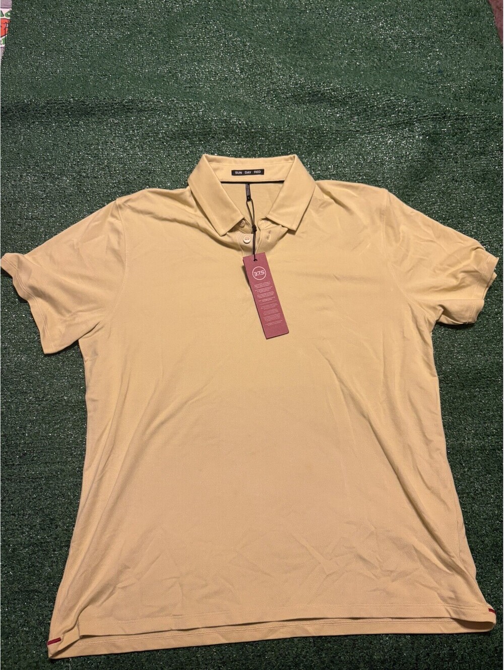 SUN DAY RED Men's L Yellow Performance Polo Shirt Short Sleeve Golf
